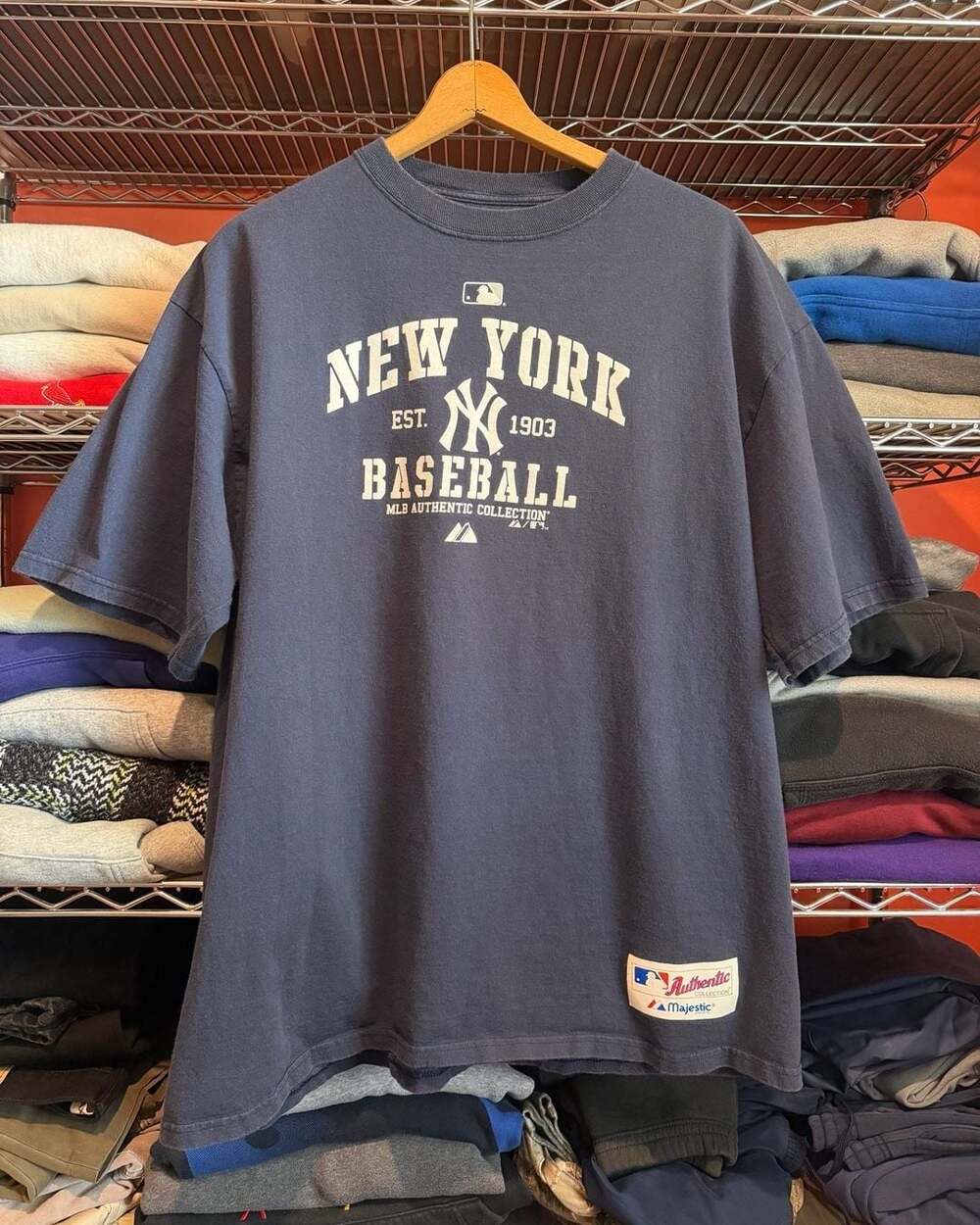 Majestic New York Yankees Est 1903 MLB Authentic Collection Navy Blue T-Shirt XL